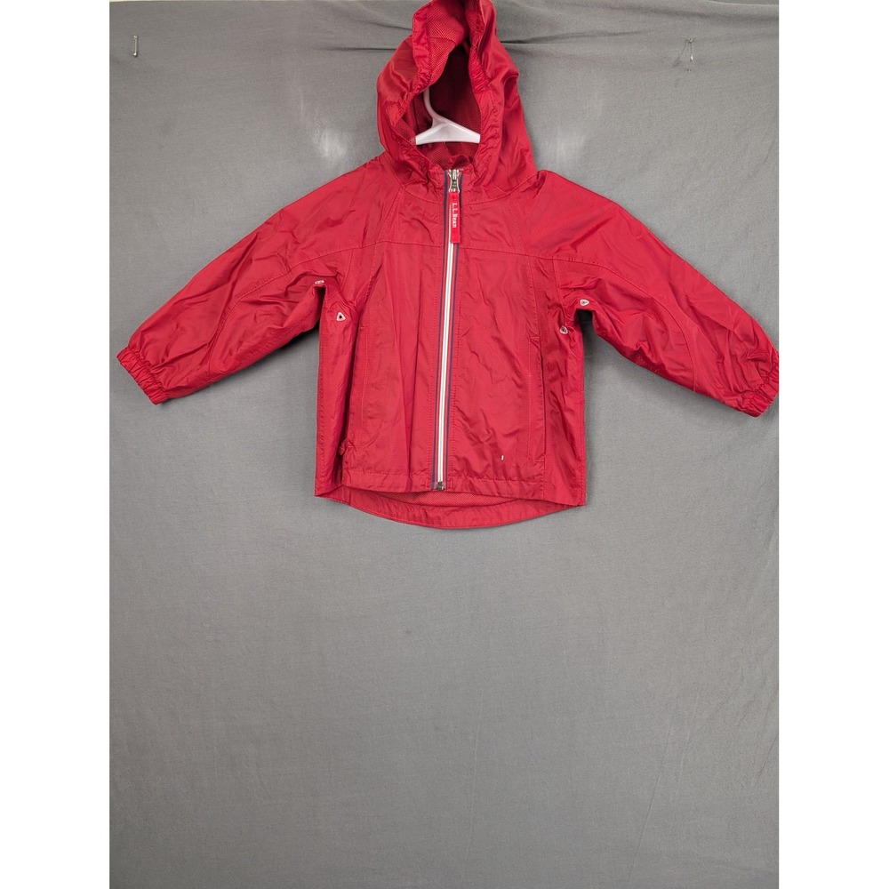 LL Bean Toddler Red Hooded Windbreaker Jacket 234241 3T